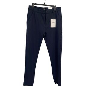 NWT Icon Amsterdam Avani Trousers Mens 34 Dark Blue Navy Slim Fit Stretch Chino